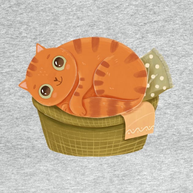 Cute cat in a basket by Cute & Cozy